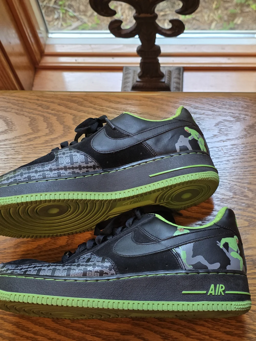 Vintage Nike Airforce 1 Premium Lucha Libre Black & Lime Green Air Sneakers Sz 9
